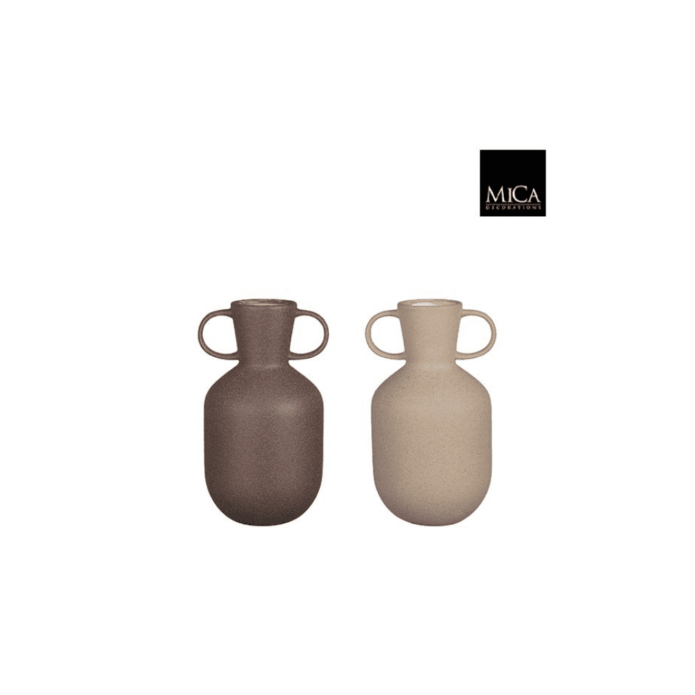 Vase en grès avec anses - Beige