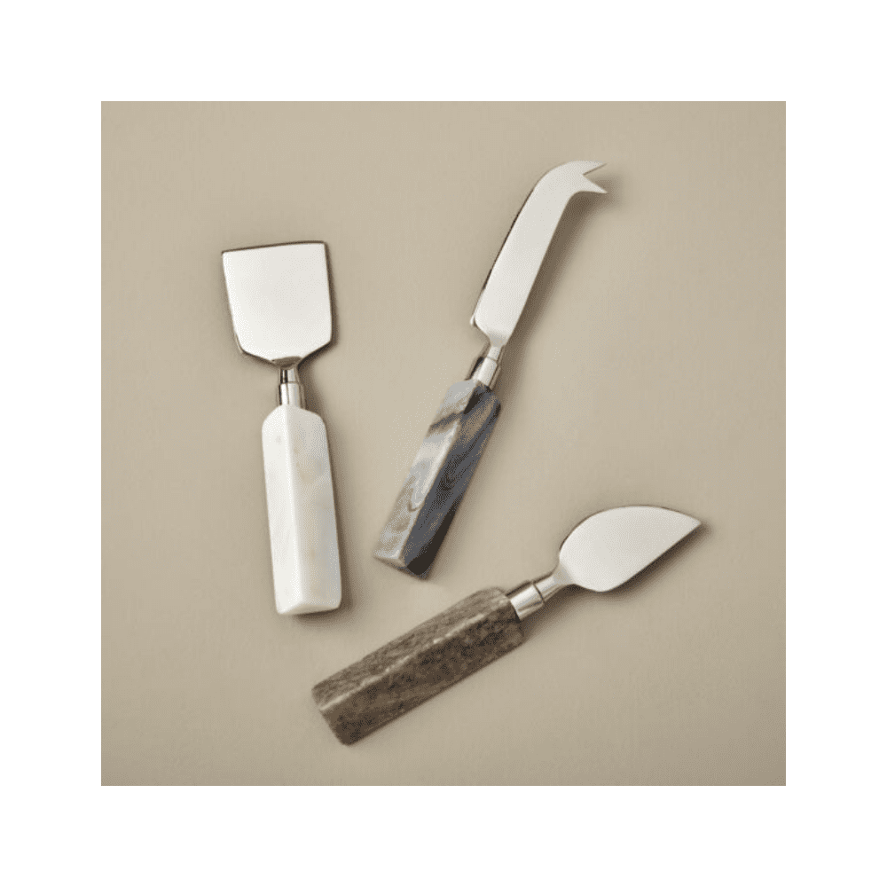 Set de 3 couverts à fromage en marbre triangulaire