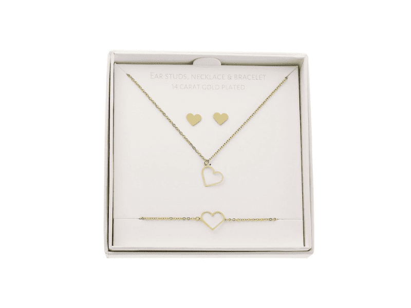 Parure de bijoux plaqué or "Coeur"