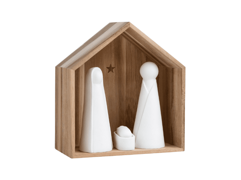 Crèche en bois avec figurines