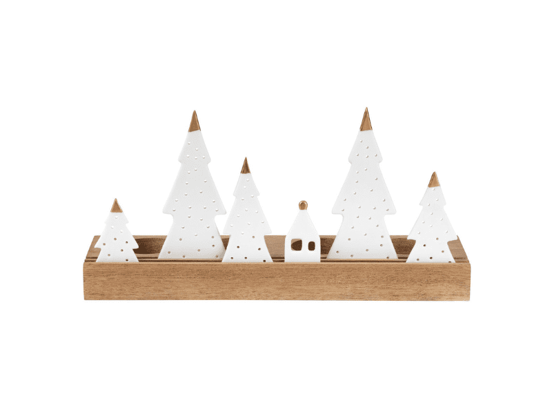 Forêt enneigée sur socle en bois