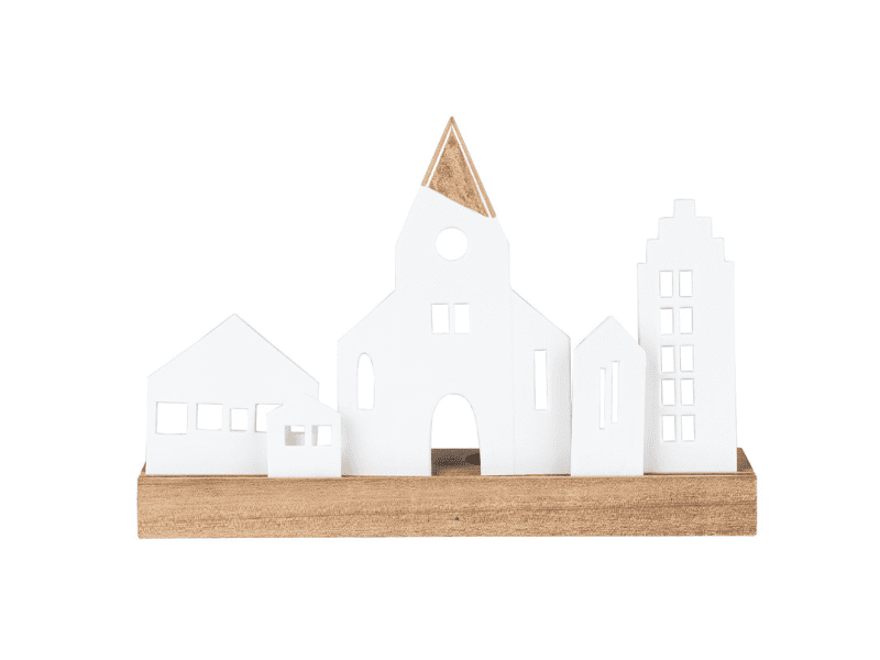 Bougeoir "City" sur socle en bois