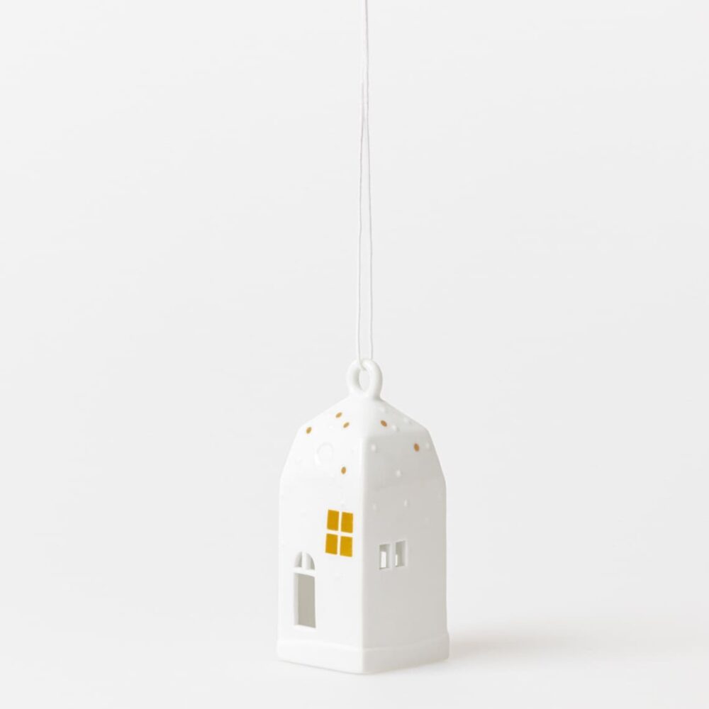 Suspension Cloche "Flocons de Neige Dorés"