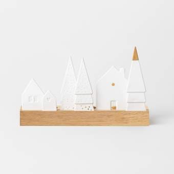 Bougeoir socle en bois "Le Village"