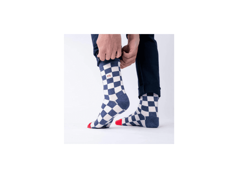 Chaussettes en coton peigné à carreaux