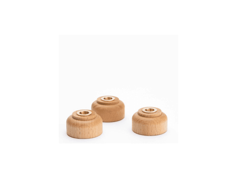 Set de 3 bougeoirs bois "Naturel" - Taille basse