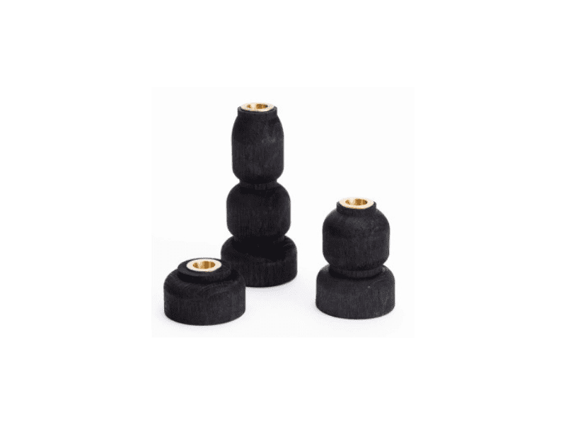 Set de 3 bougeoirs bois "Carbone"