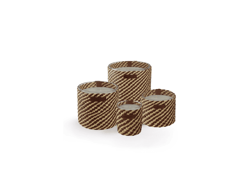 Bougies Raphia Cuir "May" - Cuir Obscur