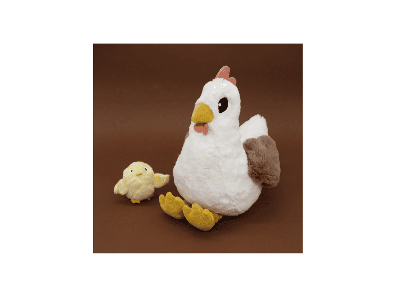 Peluche Poule "Pioupiou" maman et son bébé - Blanc